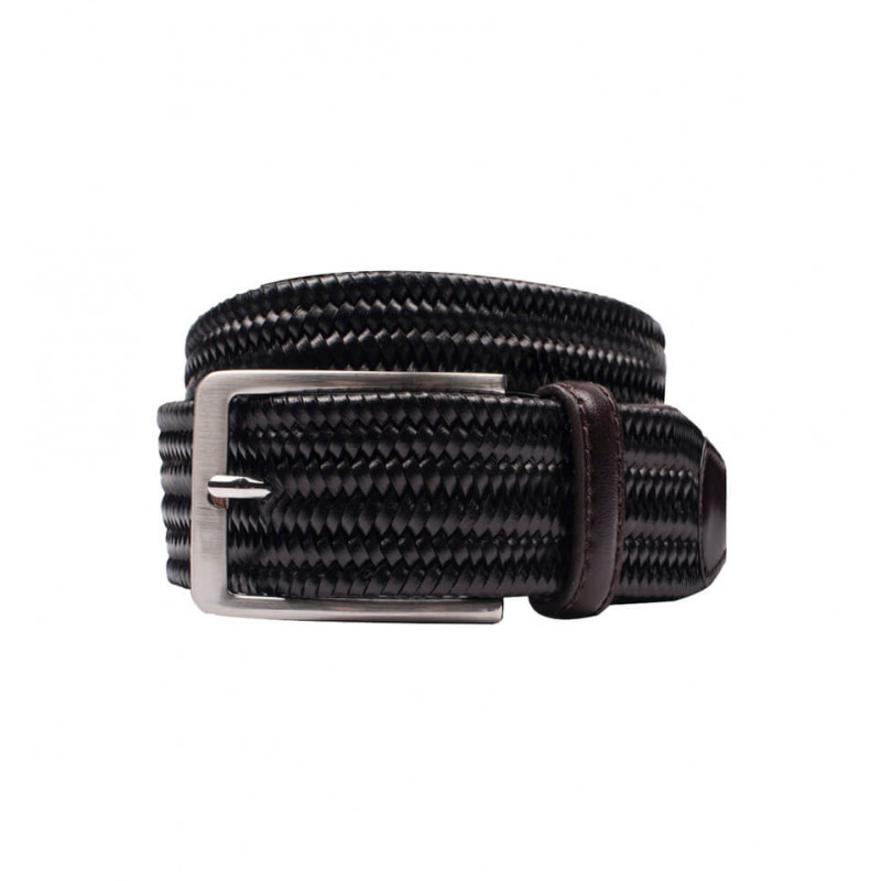 Leather Belt Finely Woven Dark Brown Bruce Field