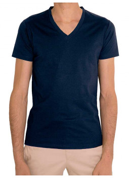 T-shirt man V-neck jersey 100% cotton