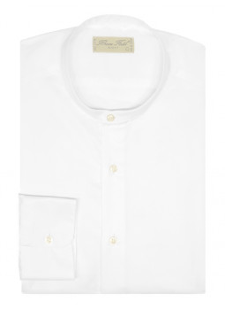 Chemise homme cintrée à col Mao en pure coton double retors Chemise homme cintrée à col Mao en pure coton double retors