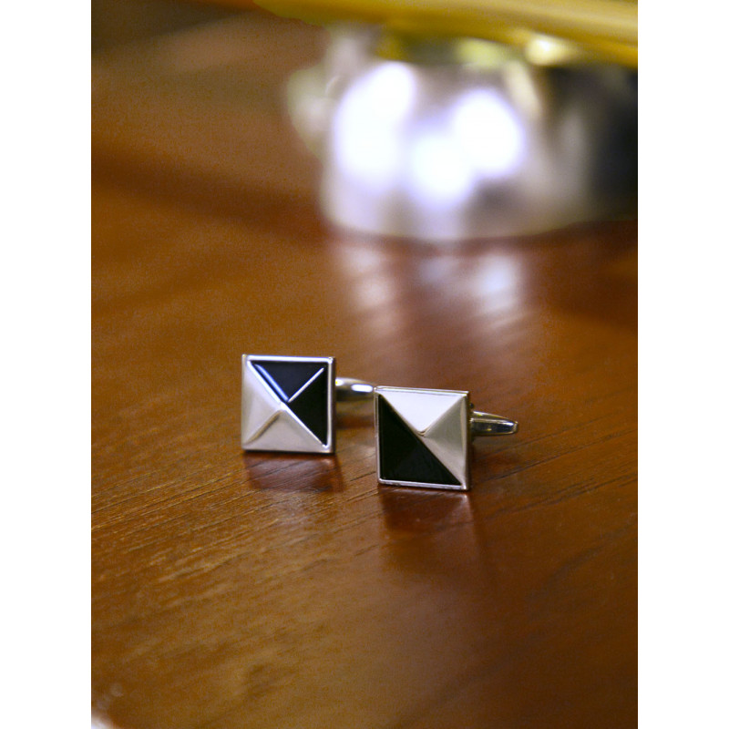 Cufflinks two-tone metal and black