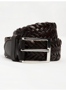 Braided belt in leather 