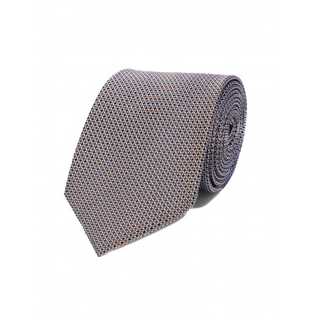 Tie in pure silk navy bulleted chestnuts, marine and grey