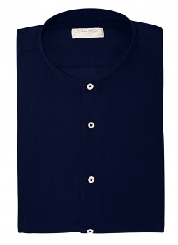 Shirt man slim fit with collar Mao pure cotton double twisted