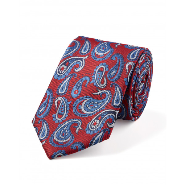Cravate pure soie à motif cachemire fantaisie